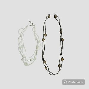 Beaded Necklaces -2.  White, Brown.